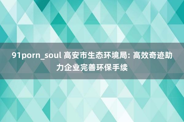 91porn_soul 高安市生态环境局: 高效奇迹助力企业完善环保手续