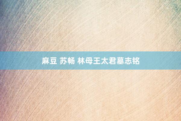 麻豆 苏畅 林母王太君墓志铭