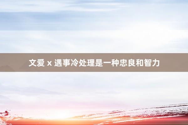 文爱 x 遇事冷处理是一种忠良和智力